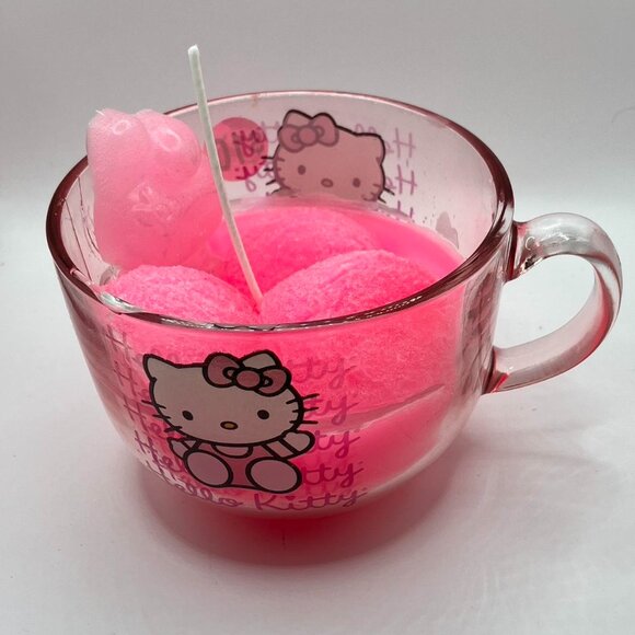 Handmade hello Kitty sanrio my melody glass mug candle - Picture 1 of 3